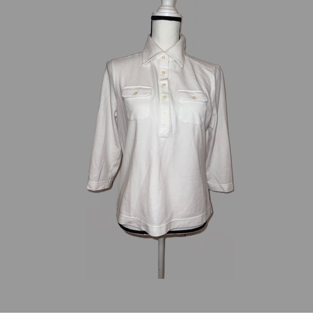 Brooks brothers white blouse 5 buttons size M. Cotton & polyester. 3/4 sleeves